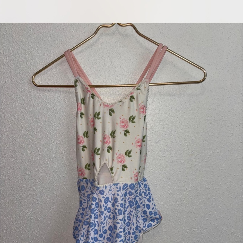Sweet Honey Floral One-Piece Swimsuit with Ruffle Girls 6y